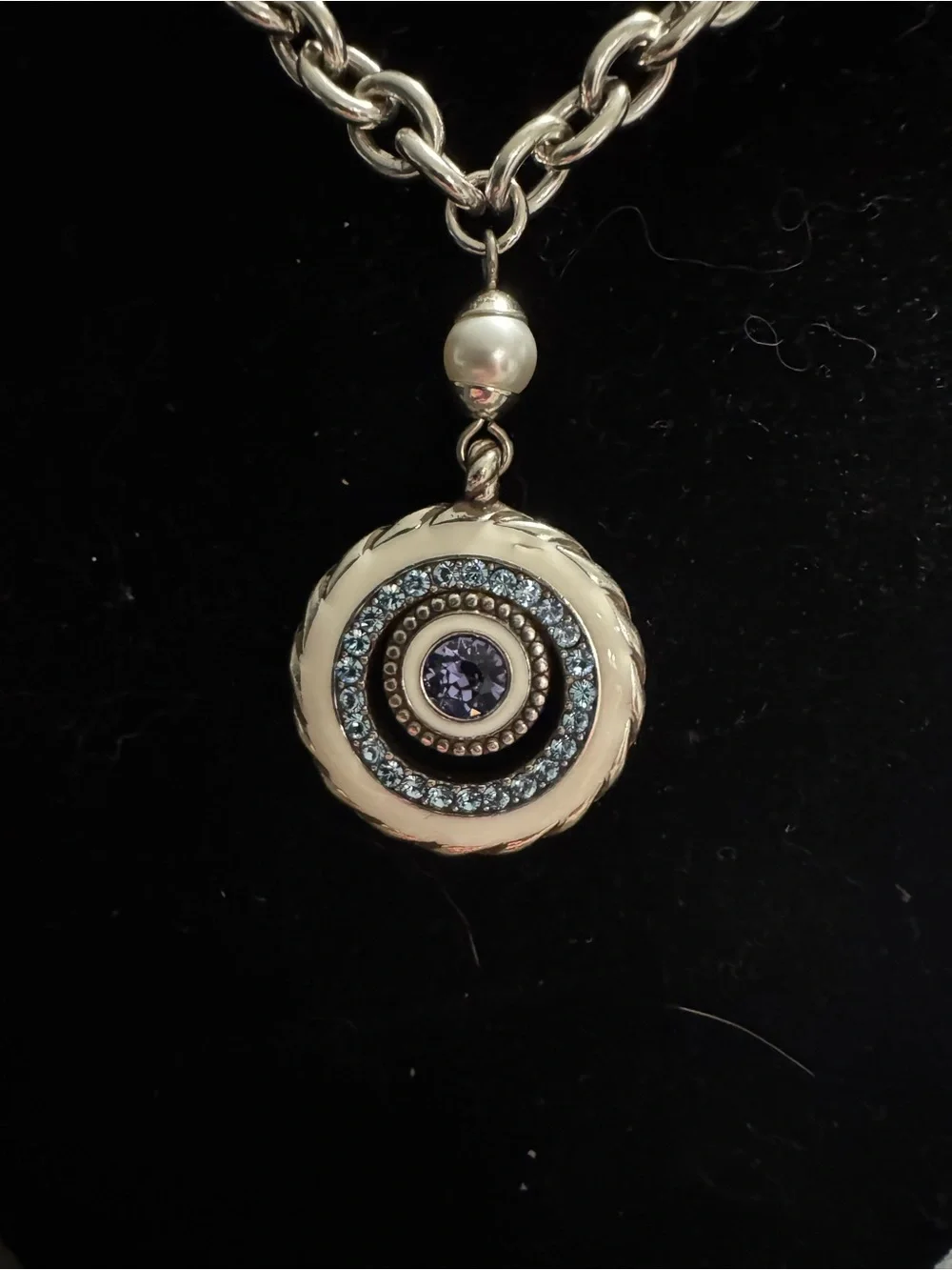 Brighton Vintage-Inspired Gold Tone Necklace with Purple Center Pendant